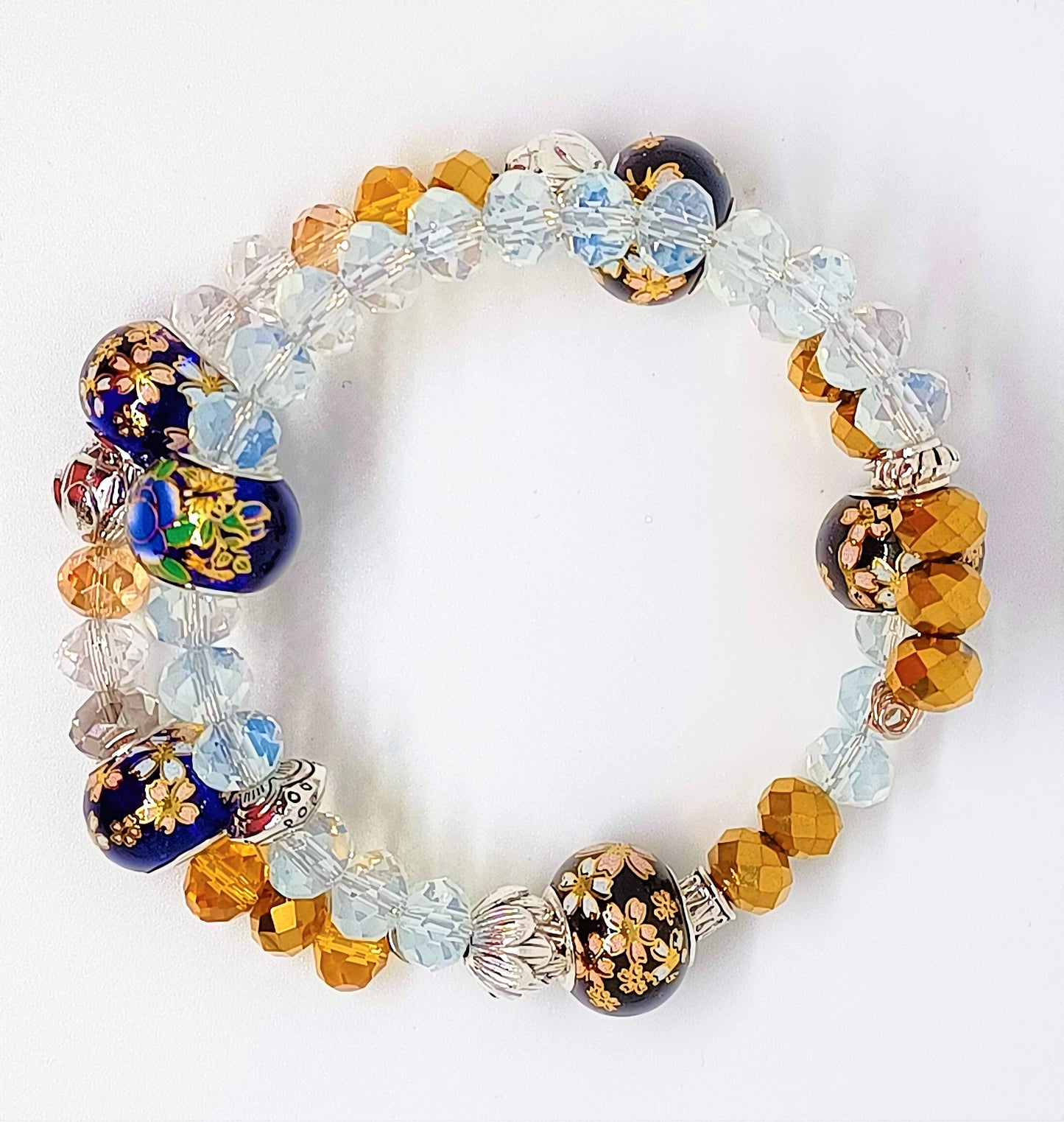 Blue and Black Murano Bead Bracelet