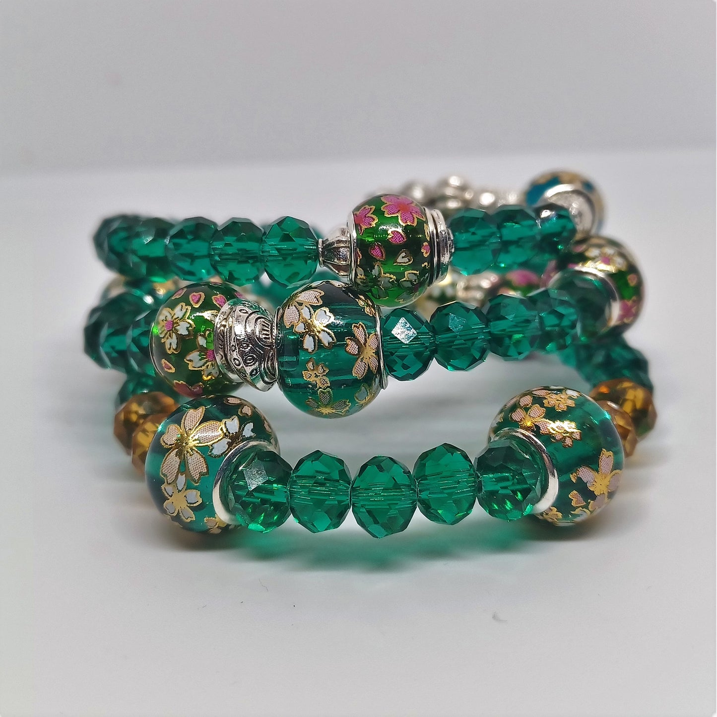 Emerald Green Murano Bead Bracelet