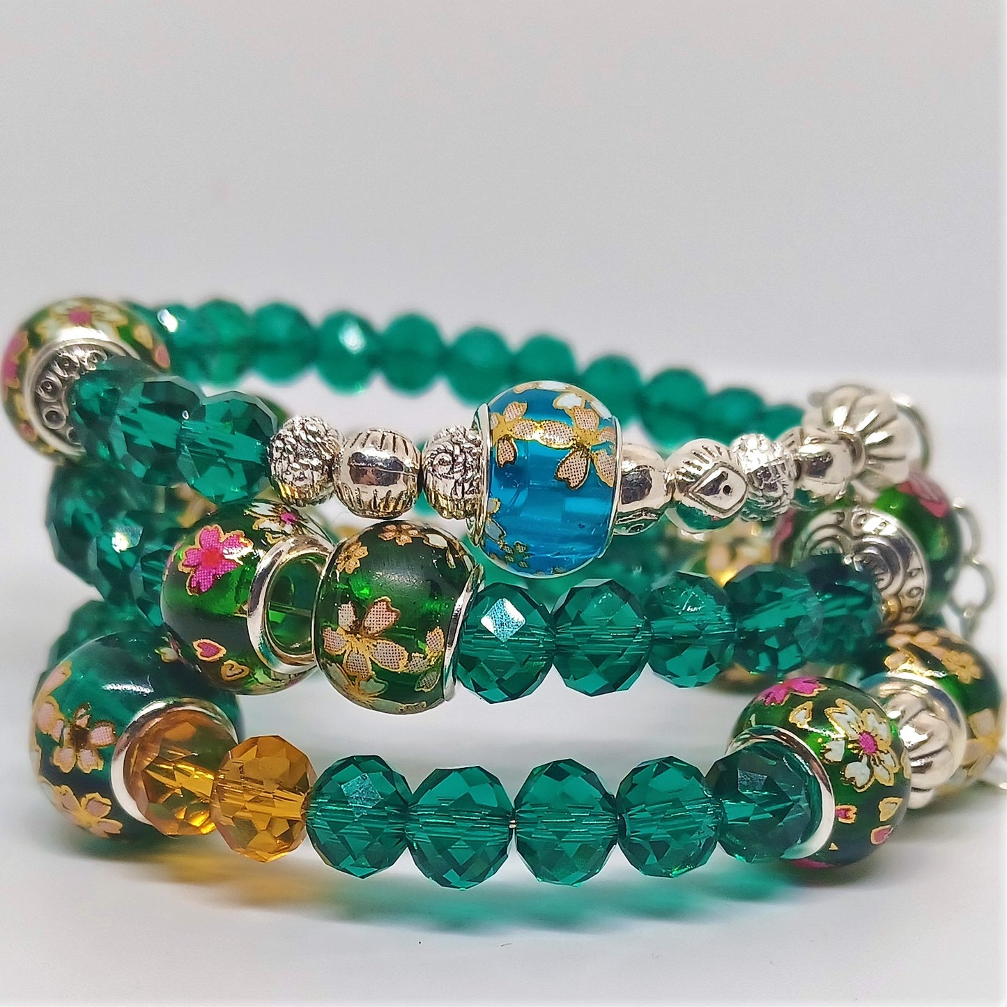 Emerald Green Murano Bead Bracelet