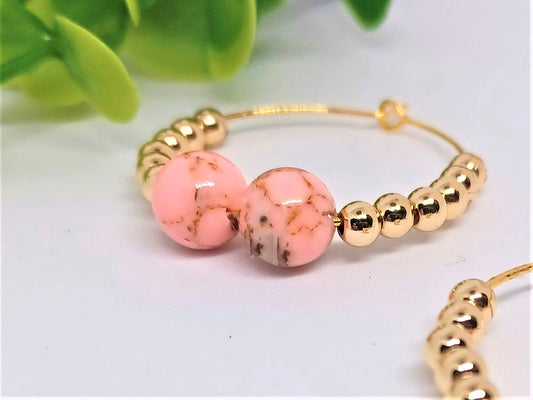 Pink Howlite Loop Earrings