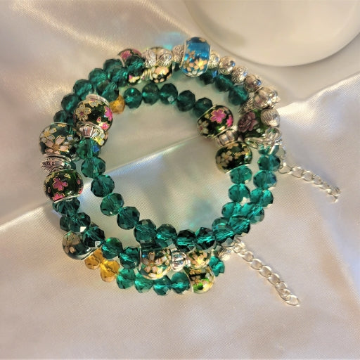 Emerald Green Murano Bead Bracelet