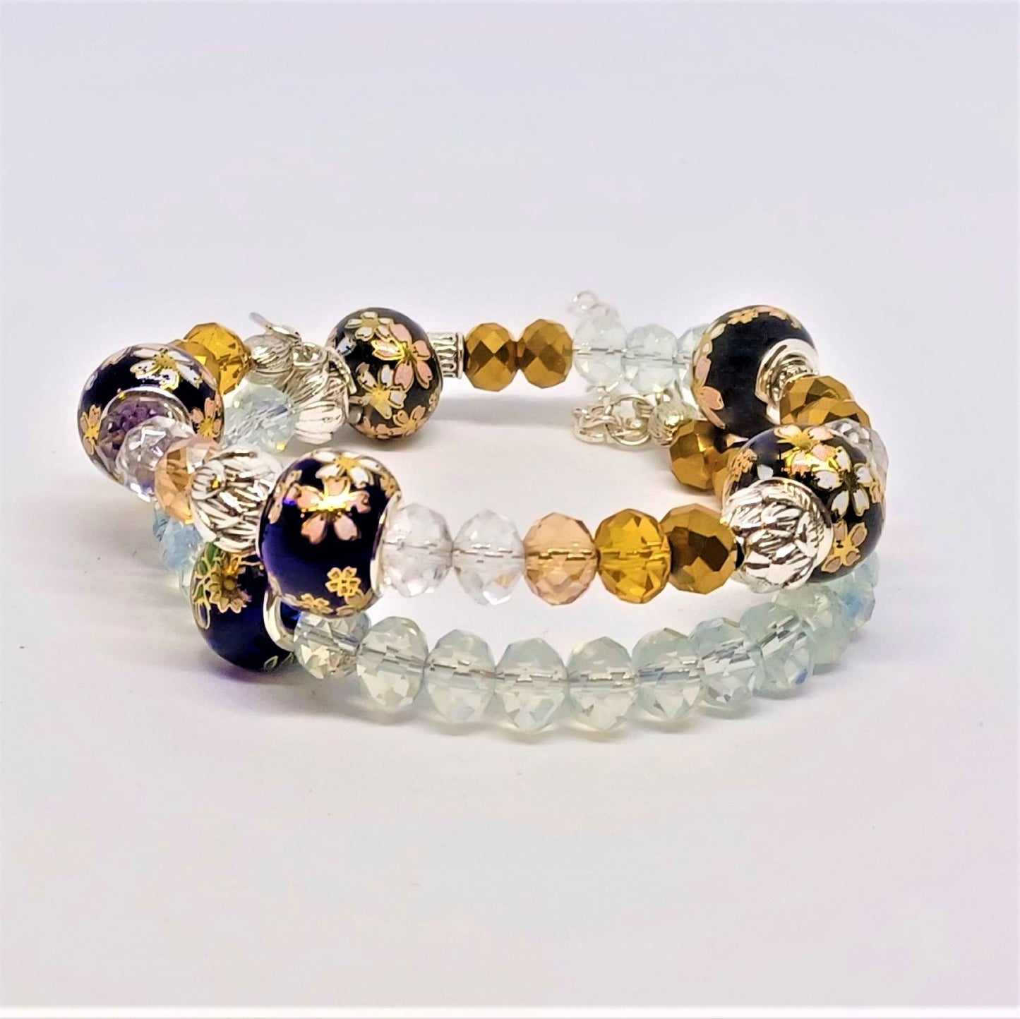 Blue and Black Murano Bead Bracelet